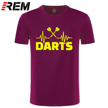 Load image into Gallery viewer, REM Summer Heartbeat of Dart T Shirt Men Short Sleeve Cotton Darts T-shirt Tops Tshirt Men
