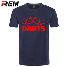 Load image into Gallery viewer, REM Summer Heartbeat of Dart T Shirt Men Short Sleeve Cotton Darts T-shirt Tops Tshirt Men
