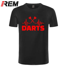 Load image into Gallery viewer, REM Summer Heartbeat of Dart T Shirt Men Short Sleeve Cotton Darts T-shirt Tops Tshirt Men
