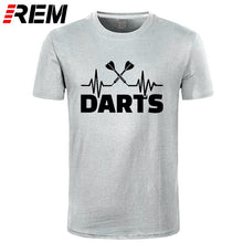Load image into Gallery viewer, REM Summer Heartbeat of Dart T Shirt Men Short Sleeve Cotton Darts T-shirt Tops Tshirt Men
