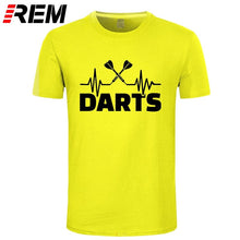Load image into Gallery viewer, REM Summer Heartbeat of Dart T Shirt Men Short Sleeve Cotton Darts T-shirt Tops Tshirt Men
